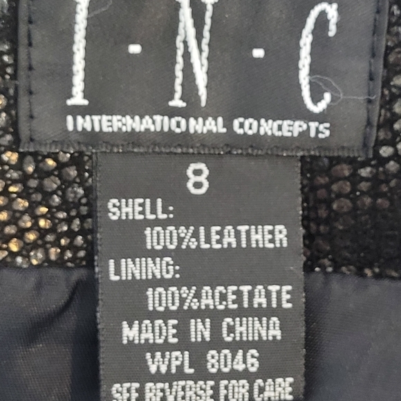 INC International Concepts Black Leather Crocodile Texture A-line Skirt - Size 8 - Picture 4 of 8
